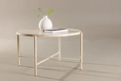 Couchtisch/Beistelltisch Sandelo - mit Tischplatte aus Stein