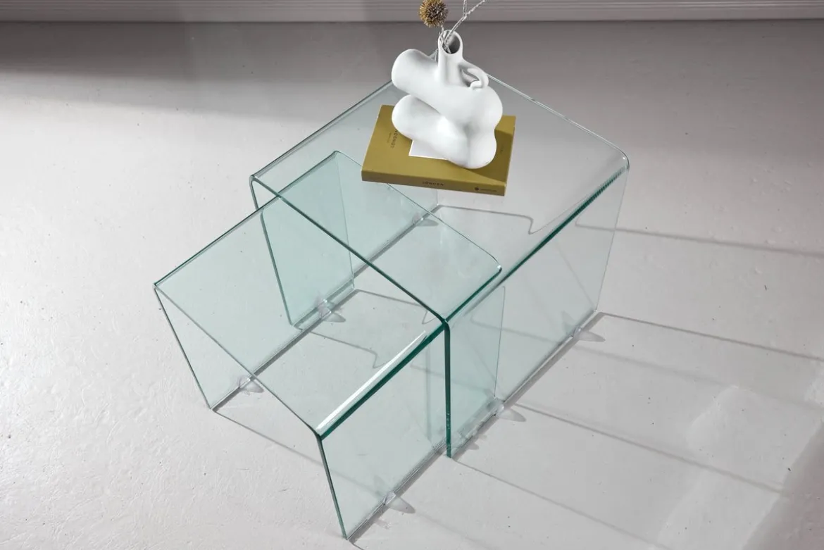 Couchtisch/Beistelltisch-Set Lumea – 2 Tische in Klarglas