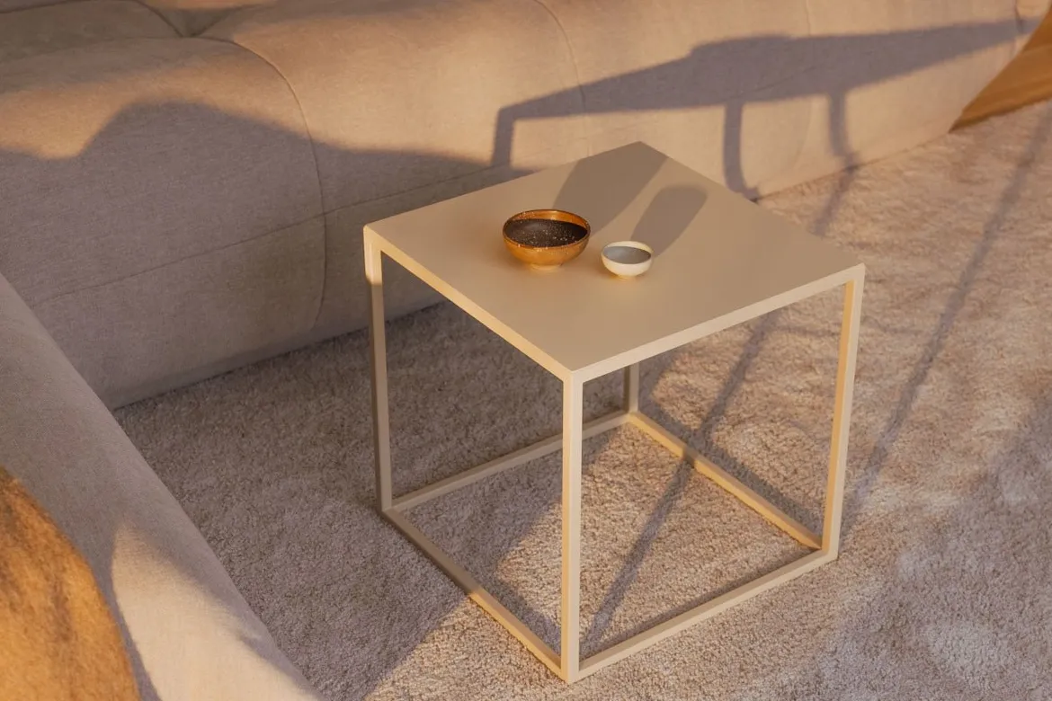 Couchtisch/Beistelltisch Soli X – Minimalistisches Design aus Stahlblech & Metall