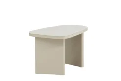 Couchtisch/Beistelltisch Sonaro – 70 × 45 cm in Beige mit Glasplatte