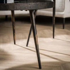 Couchtisch Chrysos - 2er Set in Grau Metallic mit erhöhtem Rand
