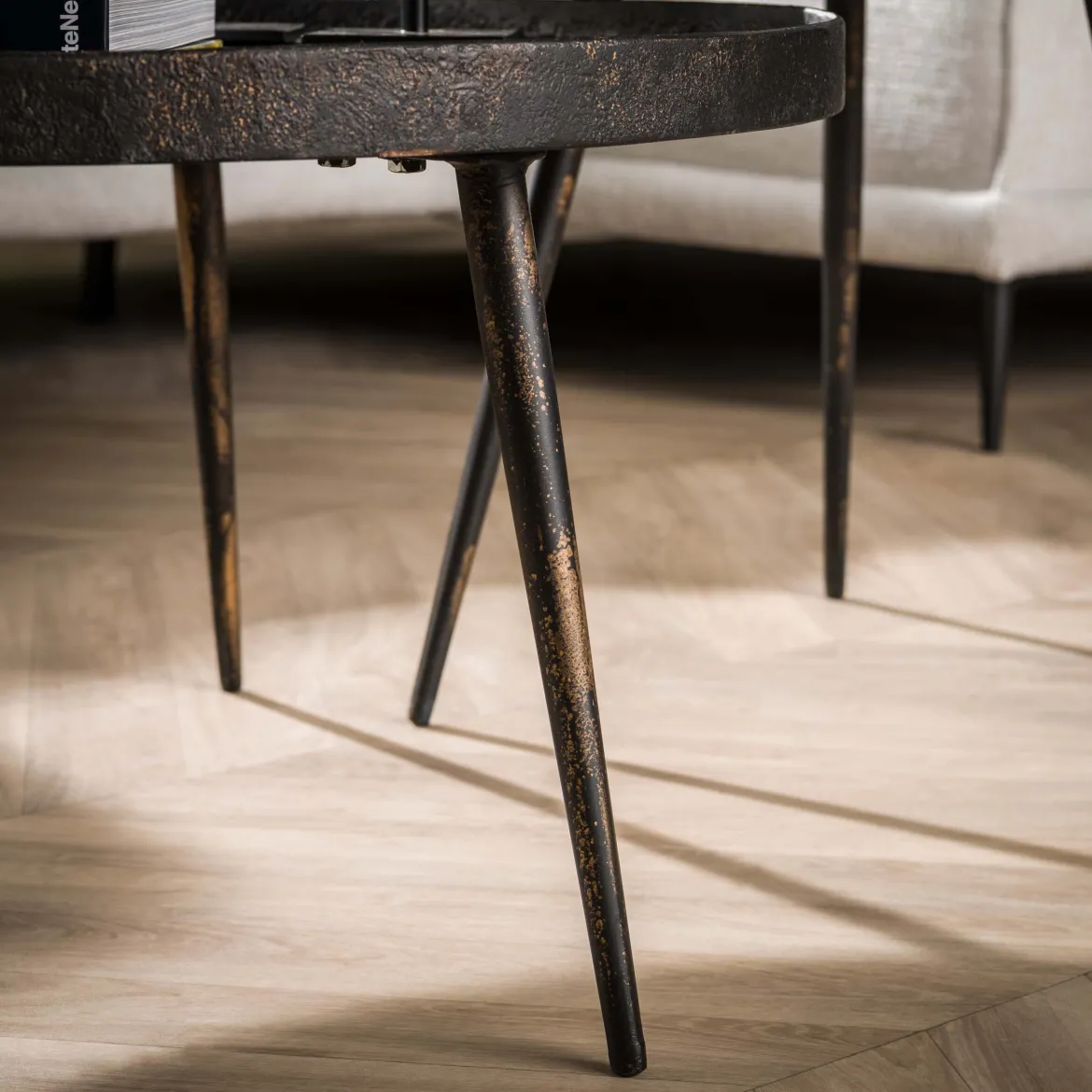 Couchtisch Chrysos - 2er Set in Grau Metallic mit erhöhtem Rand
