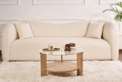 Couchtisch Davira - mit runder Glasplatte und Holzoptik
