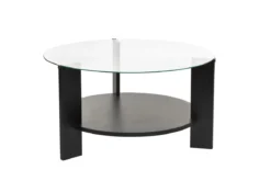 Couchtisch Davira - mit runder Glasplatte und Holzoptik