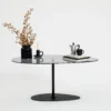 Couchtisch Dovira - mit Glasplatte und schwarzem Metallgestell