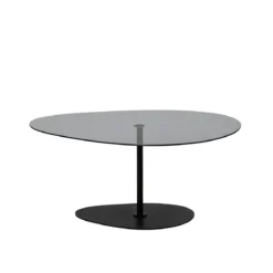Couchtisch Dovira - mit Glasplatte und schwarzem Metallgestell