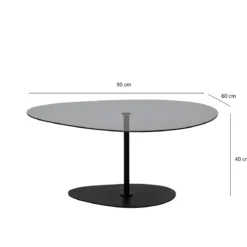 Couchtisch Dovira - mit Glasplatte und schwarzem Metallgestell