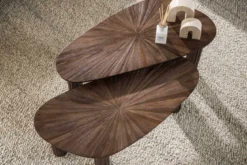 Couchtisch Dunara - 2er Set aus hochwertigem Teakholz in dunkelbraun