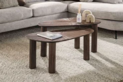 Couchtisch Dunara - 2er Set aus hochwertigem Teakholz in dunkelbraun