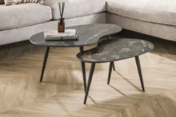 Couchtisch Elista - 2er Set mit Keramikplatte in Steinoptik