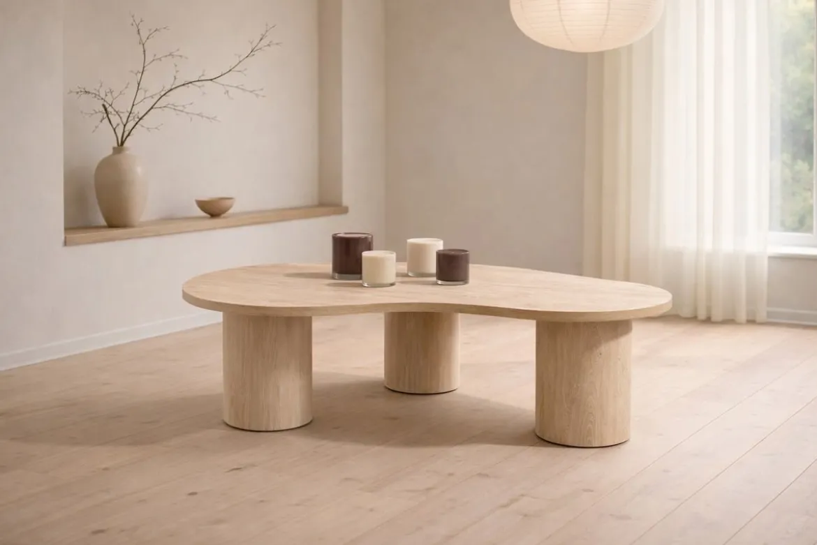 Couchtisch Garino - organisches Design in Holzoptik