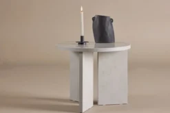 Couchtisch Heroli - stylischer Rundtisch mit asymmetrischem Stand