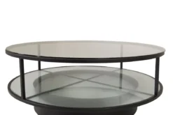 Couchtisch Janos - mit zwei runden Glasplatten