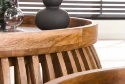Couchtisch Khamar - 2er Set aus Mangoholz mit bauchigem Sockel