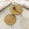 Couchtisch Kharu - 2er Set in Metallic-Antikbronze in rundem Design