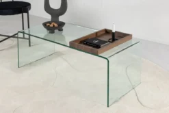 Couchtisch Klaro - aus Glas mit Holztablett