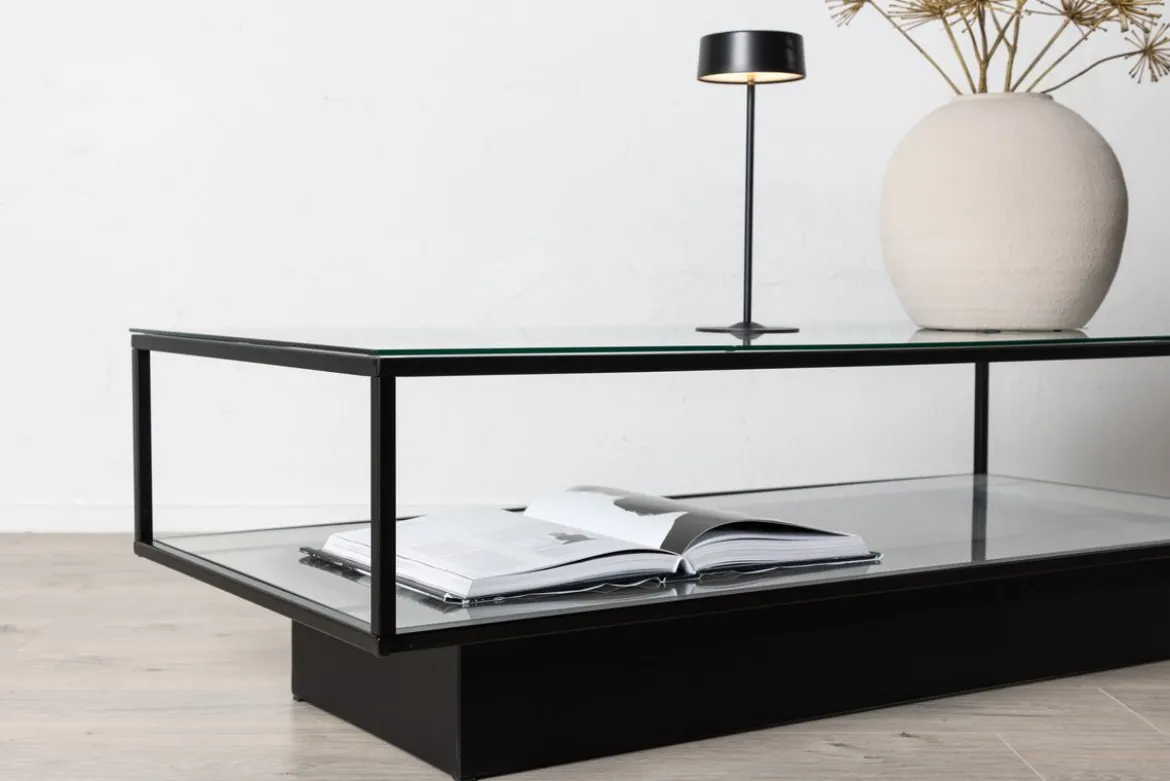 Couchtisch Lanera - mit Glasflächen und Stahlkorpus