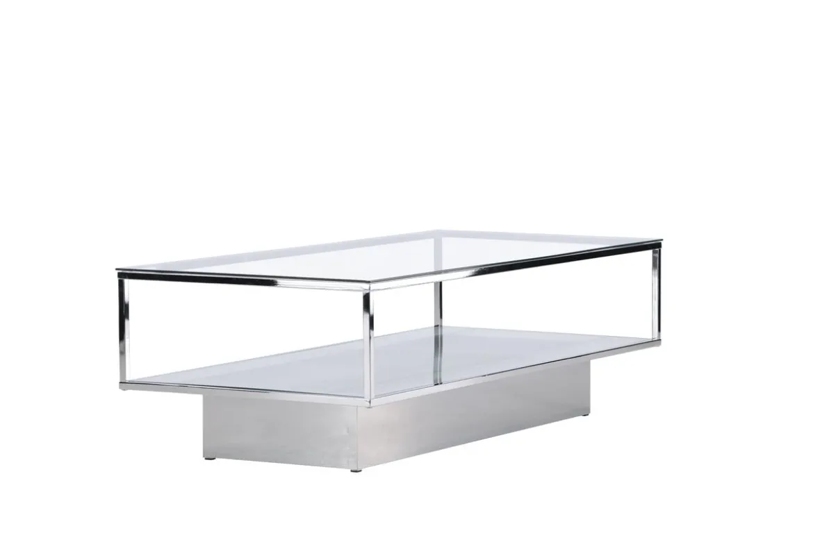 Couchtisch Lanera - mit Glasflächen und Stahlkorpus