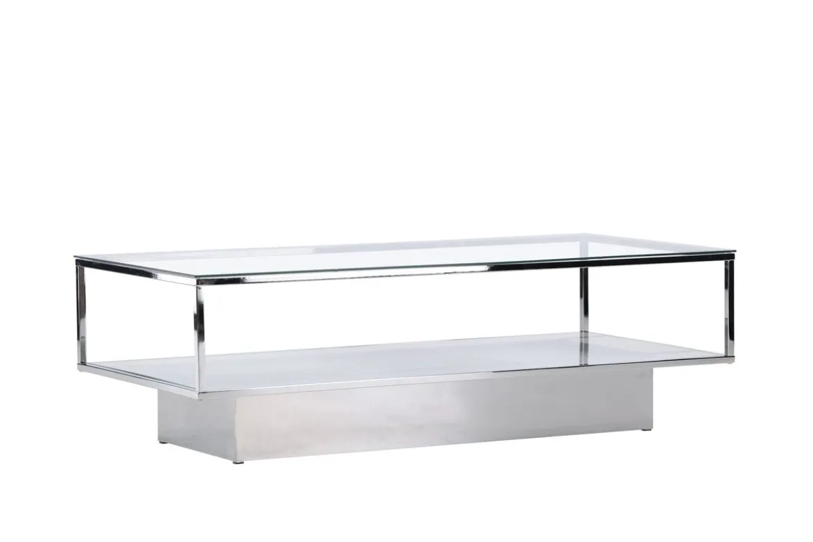 Couchtisch Lanera - mit Glasflächen und Stahlkorpus