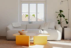 Couchtisch Livia – Japandi Design aus pulverbeschichtetem Blech