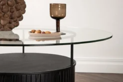 Couchtisch Marty - in Schwarz mit Glasplatte