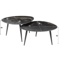Couchtisch Marvella - 2er Set mit Keramikplatte in Steinoptik