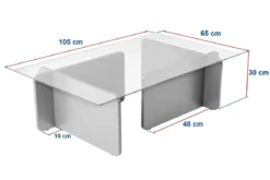 Couchtisch Menora - mit rechteckiger Glasplatte in Walnuss-Optik