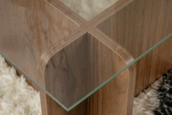 Couchtisch Menora - mit rechteckiger Glasplatte in Walnuss-Optik
