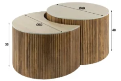 Couchtisch Oruva - 2er Set aus Mangoholz mit Keramik-Tischplatte