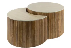 Couchtisch Oruva - 2er Set aus Mangoholz mit Keramik-Tischplatte