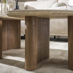 Couchtisch Orvella - 2er Set mit Keramikplatte in Travertinoptik und organischer Form