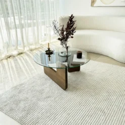 Couchtisch Palvero - mit runder Glasplatte und Kiefernholz