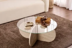 Couchtisch Rovida - mit runder Glasplatte in 2 Varianten