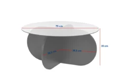 Couchtisch Rovida - mit runder Glasplatte in 2 Varianten