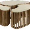 Couchtisch Savara - 3er Set aus Mangoholz mit Keramik-Tischplatte