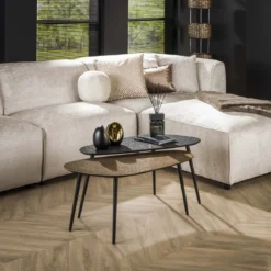 Couchtisch Savino - 2er Set in Altbronze/Gold und Schwarz