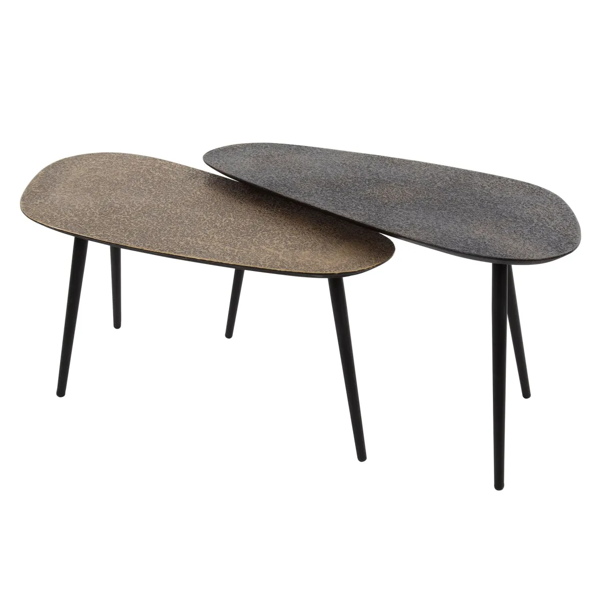 Couchtisch Savino - 2er Set in Altbronze/Gold und Schwarz