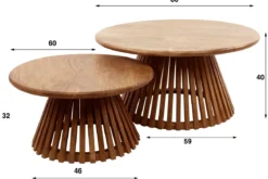 Couchtisch Savira - 2er Set aus Mangoholz mit konischem Tischfuß