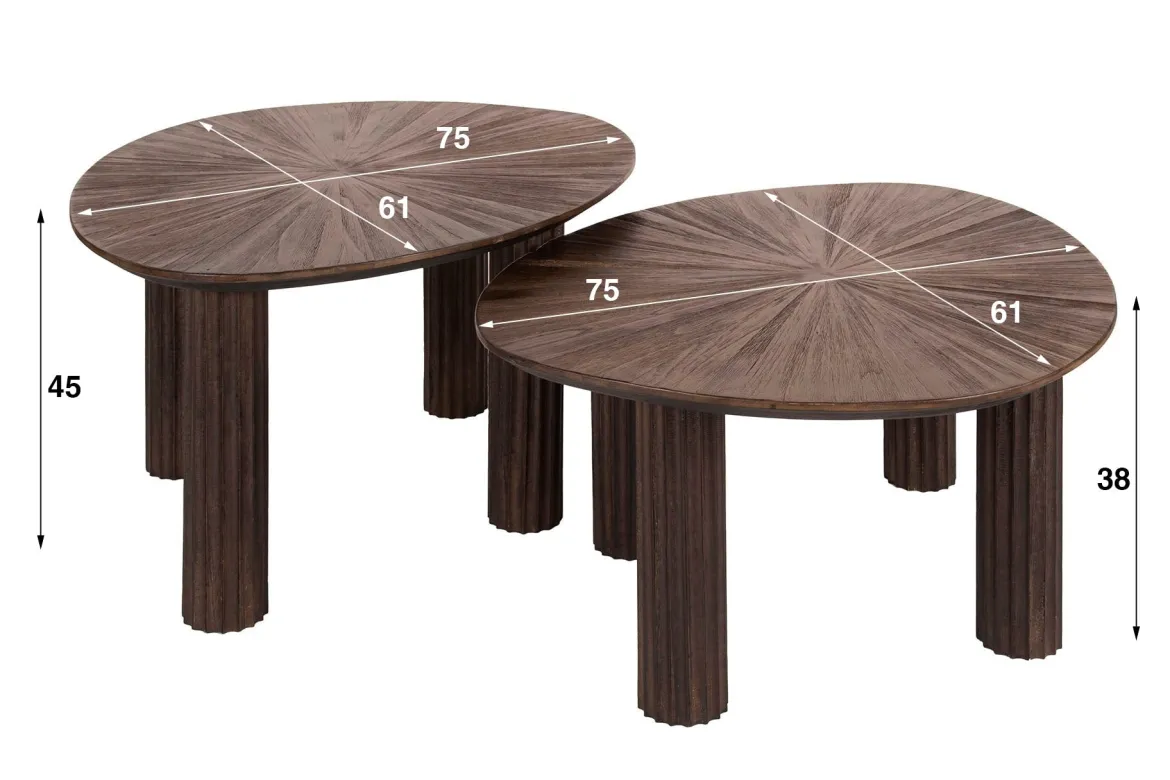Couchtisch Soluma - 2er Set aus hochwertigem Teakholz im Dreieck-Design