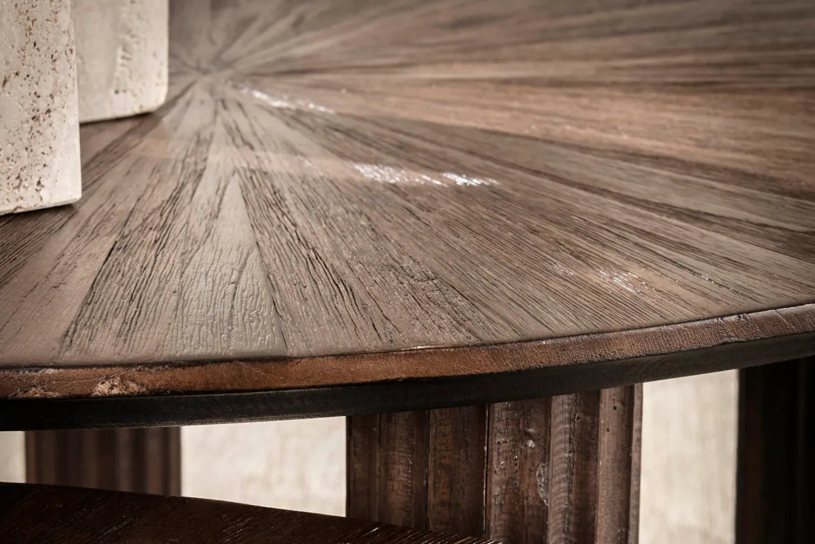 Couchtisch Soluma - 2er Set aus hochwertigem Teakholz im Dreieck-Design