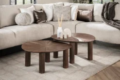 Couchtisch Soluma - 2er Set aus hochwertigem Teakholz im Dreieck-Design