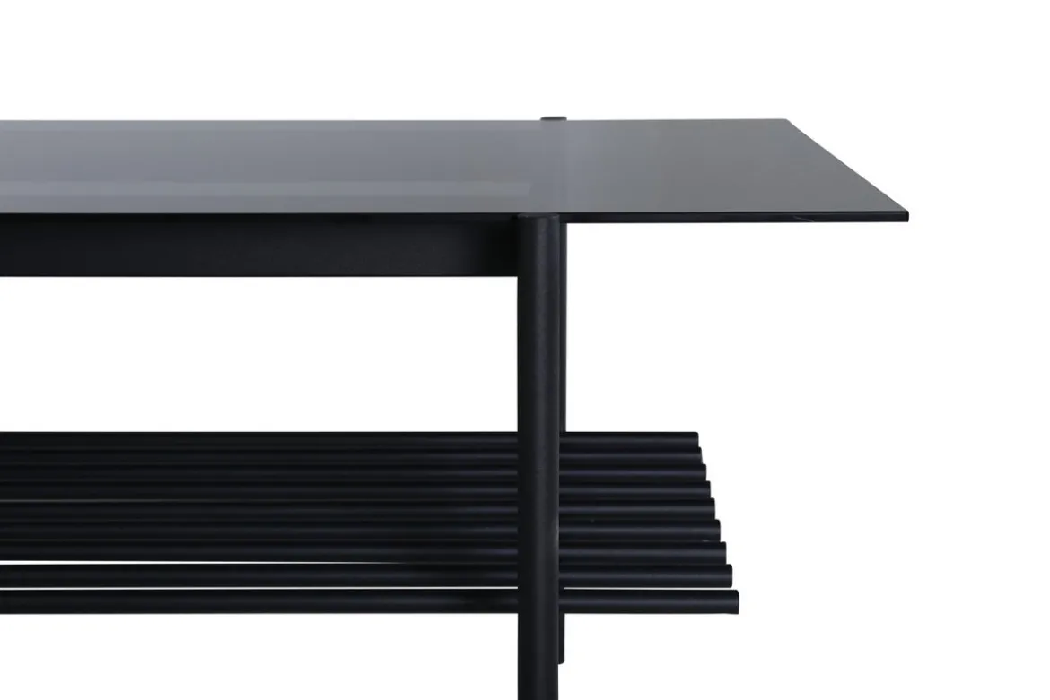 Couchtisch Staffan - in schwarz mit Glasplatte