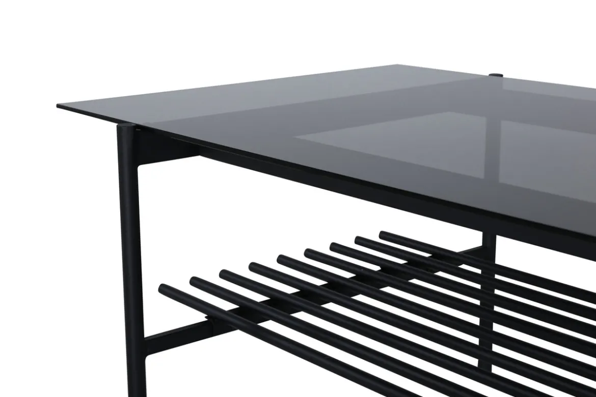 Couchtisch Staffan - in schwarz mit Glasplatte