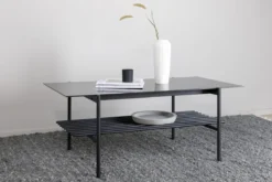 Couchtisch Staffan - in schwarz mit Glasplatte