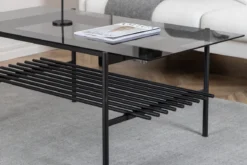Couchtisch Staffan - in schwarz mit Glasplatte