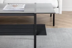 Couchtisch Staffan - in schwarz mit Glasplatte