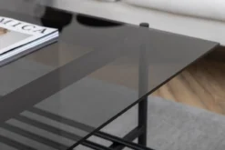 Couchtisch Staffan - in schwarz mit Glasplatte