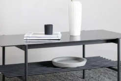 Couchtisch Staffan - in schwarz mit Glasplatte