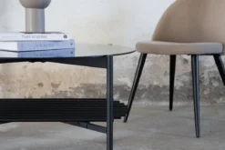 Couchtisch Staffan rund - in schwarz mit Glasplatte