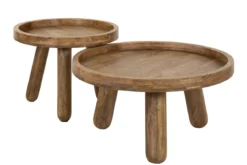 Couchtisch Sundari - 2er Set aus nachhaltigem Mangoholz mit sandfarbenem Finish